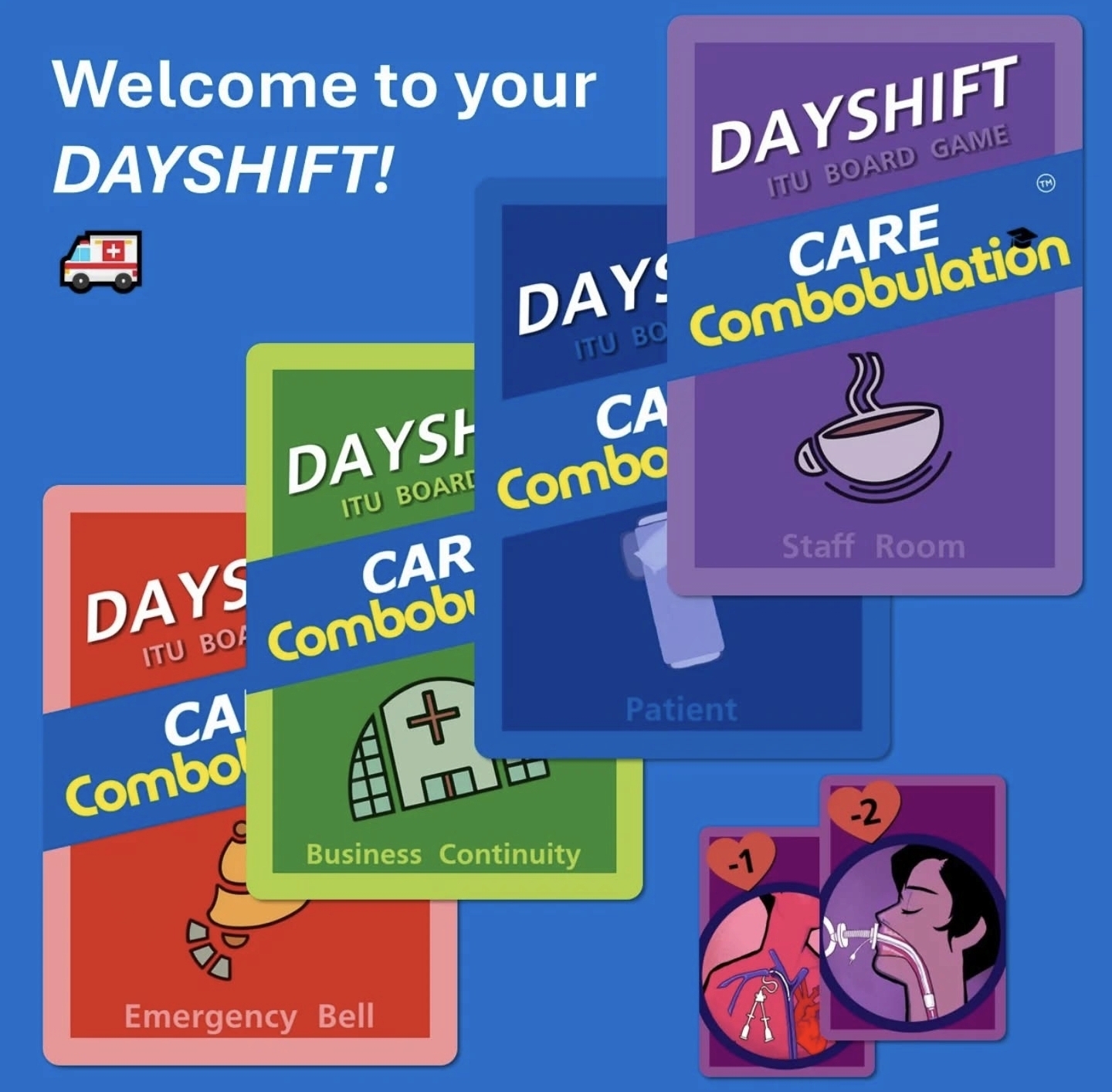 DAYSHIFT ITU Board Game cards and components
